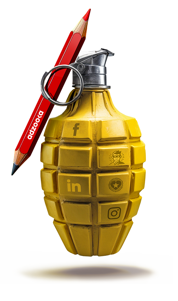 Yellow hand grenade with a red pencil adzooka