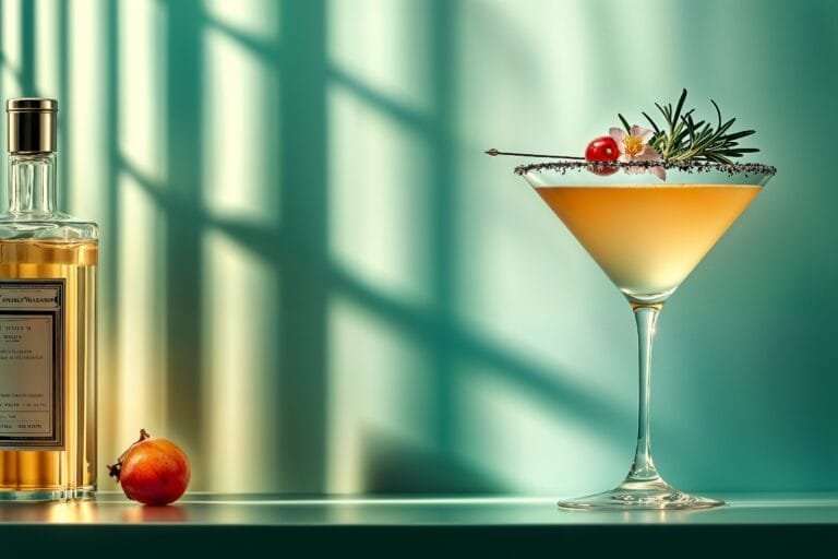 Beautiful Martini glass on a blue background