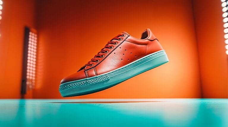 Floating red sport shoe