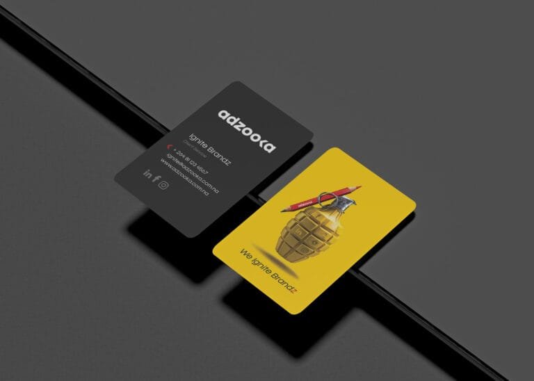 Yellow and black business card mockup