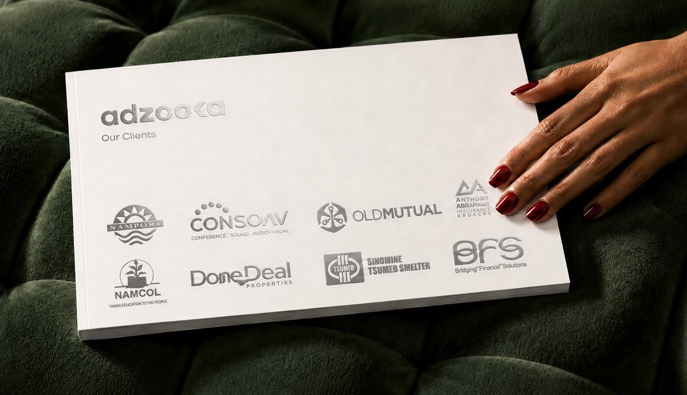 Client branding work by Adzooka creative agency in Namibia